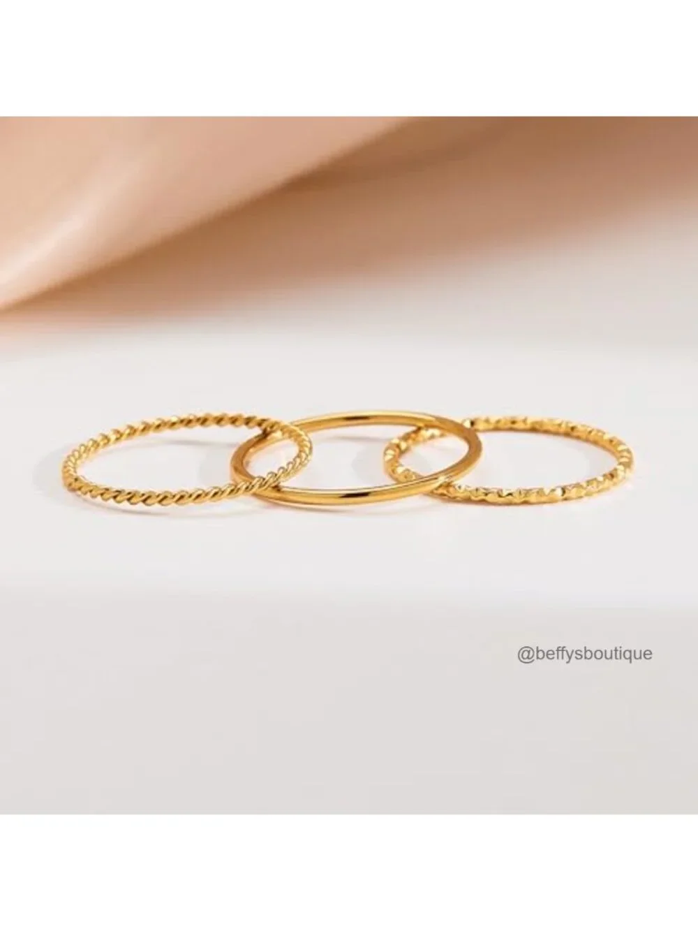 14K Gold Plated Stackable Thin Rings Set for Women Waterproof Non Tarnish